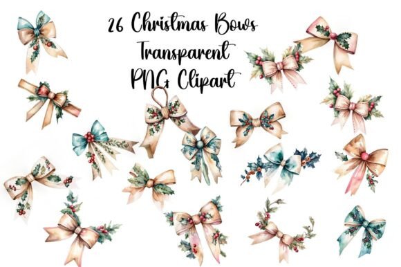 26 Christmas Bows Clip Art: Festive Illustrations