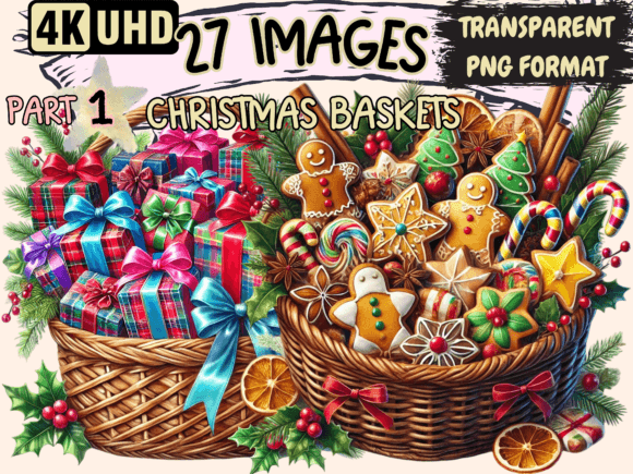 Christmas Baskets Clipart P1: Illustrations Review