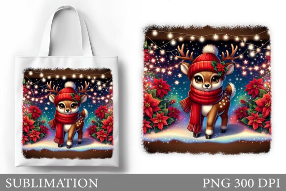 Christmas Deer Tote Bag Sublimation: Illustrations