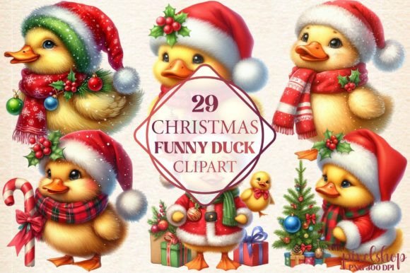 Christmas Funny Duck Clipart: Illustrations Review