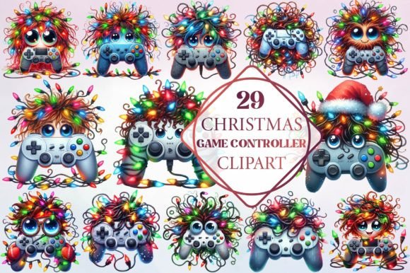 Christmas Game Controller Clipart & Illustrations