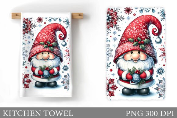 Christmas Gnome Kitchen Towel: Festive Illustrations for Crafters