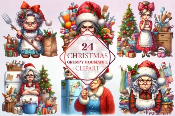 Christmas Grumpy Housewife Clipart & Illustrations Review