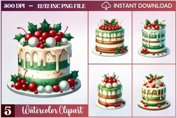 Christmas Layered Cake Clipart: Sweet Illustrations