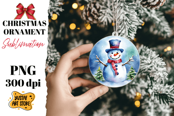 Christmas Ornament Sublimation. Snowman Illustrations
