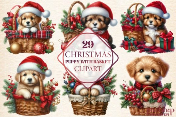 Christmas Puppy Clipart for Festive Illustrations