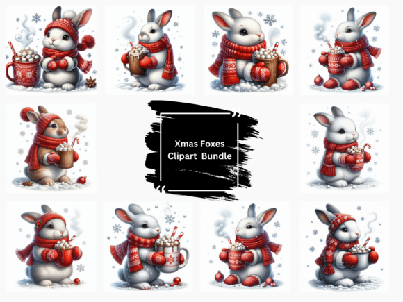 Christmas Rabbit Clipart Festive: Illustrations for Crafters