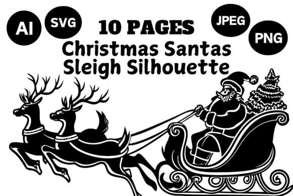 Christmas Sleigh Silhouette SVG Bundle: Festive Illustrations