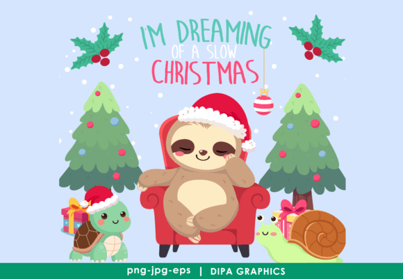 Christmas Slow Animals Design & Illustrations