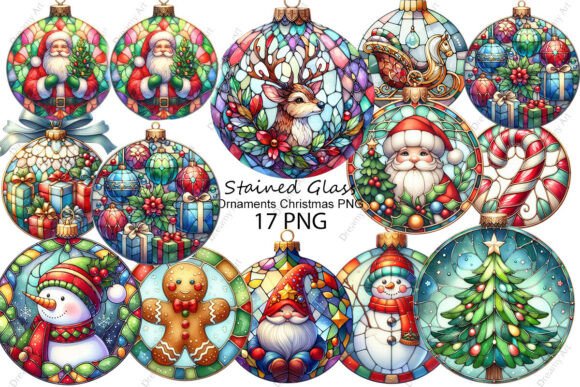 Christmas Stained Glass Ornaments PNG: Illustrations Review