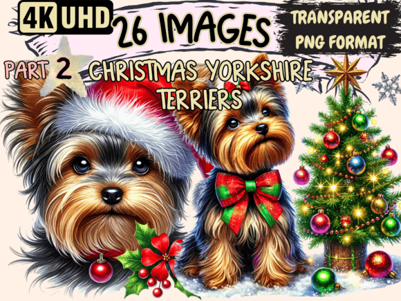 Christmas Yorkie Clipart P2: Illustrations Review