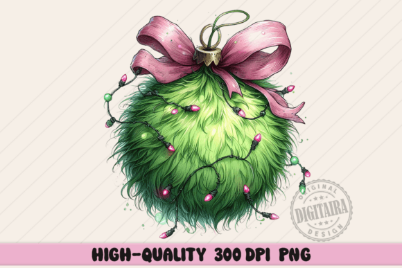 Green Fur Ornament Png for Illustrations