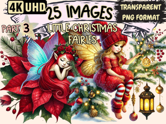 Little Christmas Fairies Clipart P3 Illustrations