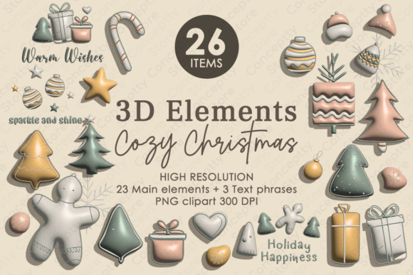 Pastel Cozy 3D Christmas Elements Review