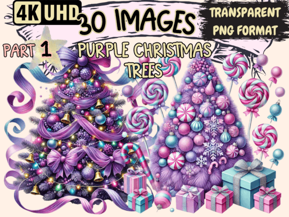 Purple Christmas Trees Clipart P1 Illustrations Review