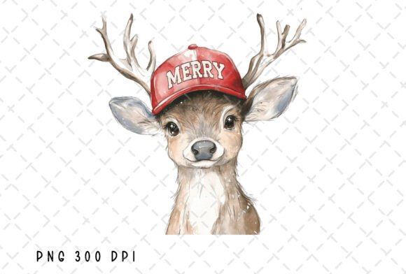 Reindeer Merry Christmas Cap Illustrations