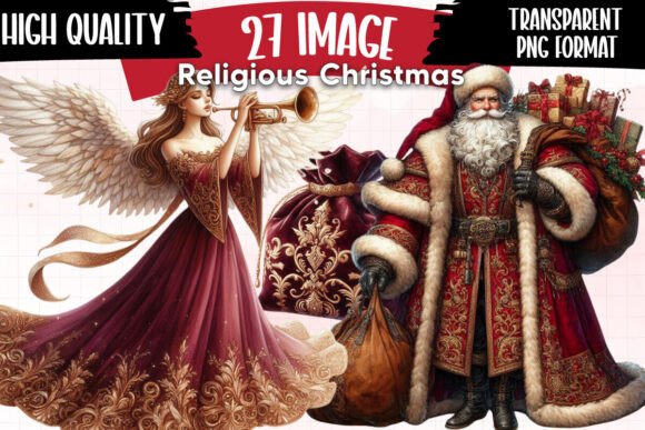 Religious Christmas Clipart Element: Illustrations for Crafters