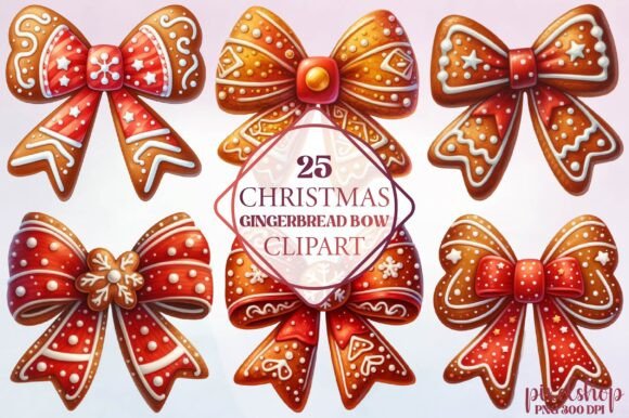 Review: Christmas Gingerbread Bow Clipart for Holiday Stitching