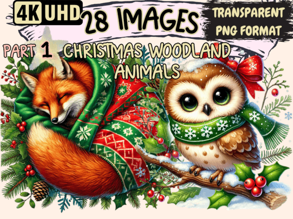 Reviewing Christmas Woodland Animals Clipart P1 Illustrations