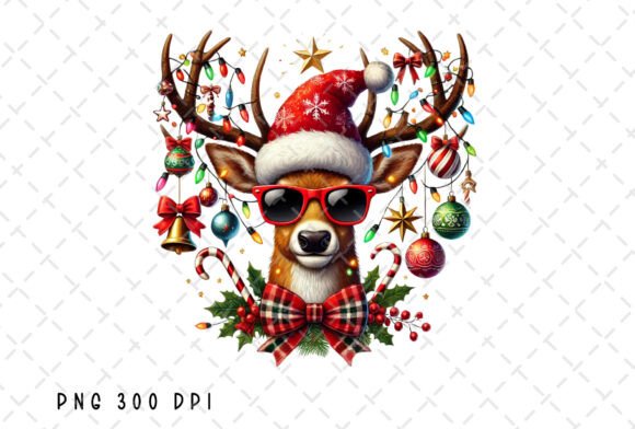 Santa Reindeer Deer Hunting Christmas Illustrations