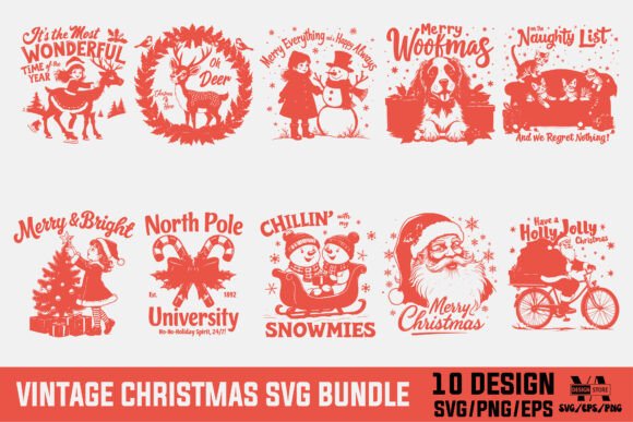 Vintage Christmas SVG Bundle: Crafting Illustrations