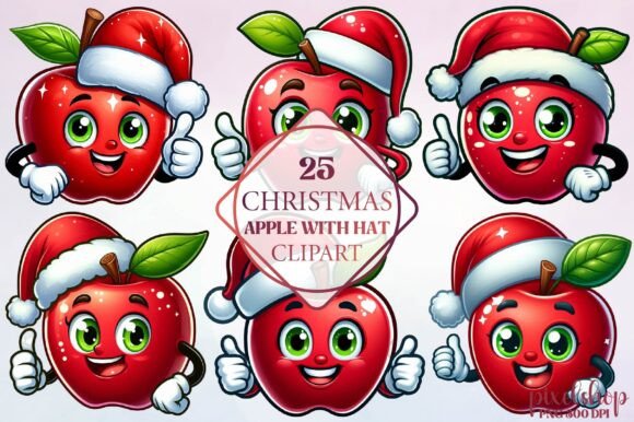 Watercolor Christmas Apple Clipart Review