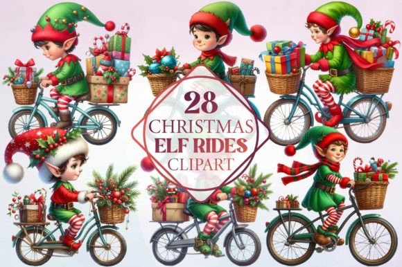 Watercolor Christmas Elf Rides Clipart Review