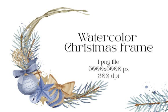 Watercolor Christmas Frame-wreath Illustrations