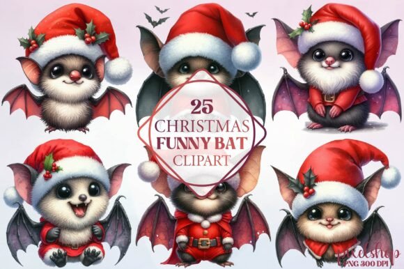 Watercolor Christmas Funny Bat Clipart: Illustrations Review