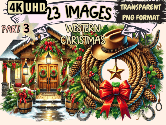 Western Christmas Clipart P3: Illustrations for Crafters